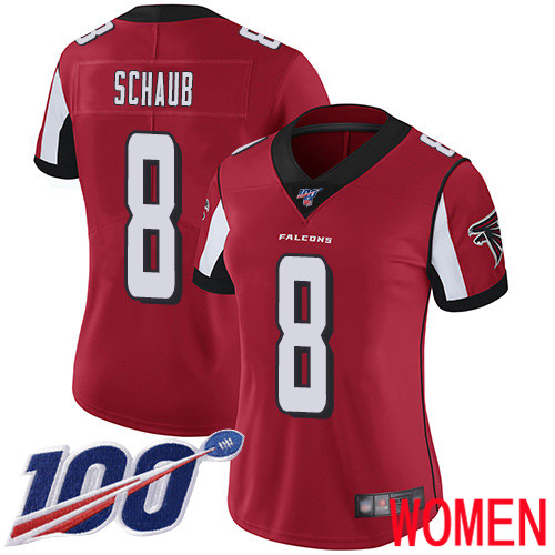 Atlanta Falcons Limited Red Women Matt Schaub Home Jersey NFL Football #8 100th Season Vapor Untouchable->atlanta falcons->NFL Jersey